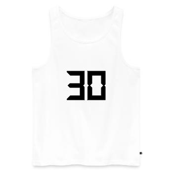30 YEARS. 30. 30th ANNIVERSARY. 30 YEARS ANNIVERSARY - Men's Premium Organic Tank Top - white - Front - AI Model Male 178 light (178cm)