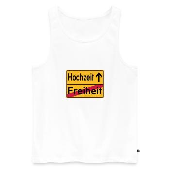 Hochzeit Freiheit Abschied Feier Schild - Männer Premium Bio Tank Top - Weiß - Vorne - Michal (187cm)