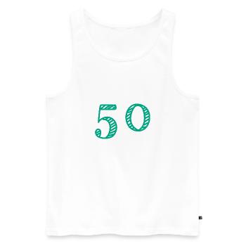 50 YEARS. 50th ANNIVERSARY. ANNIVERSARY 50 YEARS. 50 - Men's Premium Organic Tank Top - white - Front - Michal (187cm)