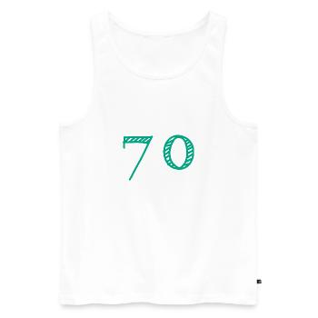 70 JAHRE. 70-jähriges JUBILÄUM. JUBILÄUM 70 JAHRE. 70 - Männer Premium Bio Tank Top - Weiß - Vorne - Michal (187cm)