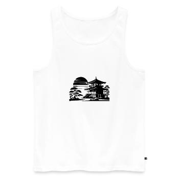Sunset Temple Asian Landscape - Men's Premium Organic Tank Top - white - Front - Michal (187cm)