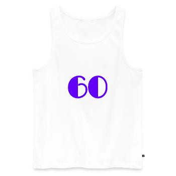60 ANS. 60e ANNIVERSAIRE. ANNIVERSAIRE 60 ANS. 60 - Débardeur bio Premium Homme - blanc - Devant - AI Model Male 178 light (178cm)