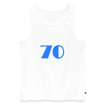 70 JAHRE. 70-JÄHRIGES JUBILÄUM. GEBURTSTAG 70 JAHRE. 70 - Männer Premium Bio Tank Top - Weiß - Vorne - Michal (187cm)