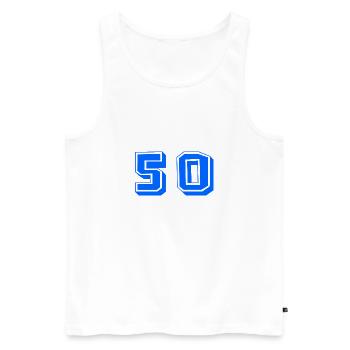 50 YEARS. 50th ANNIVERSARY. ANNIVERSARY 50 YEARS. 50 - Men's Premium Organic Tank Top - white - Front - Michal (187cm)