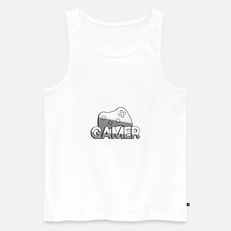 GAMER + Controller - Gaming - Männer Premium Bio Tank Top - Weiß