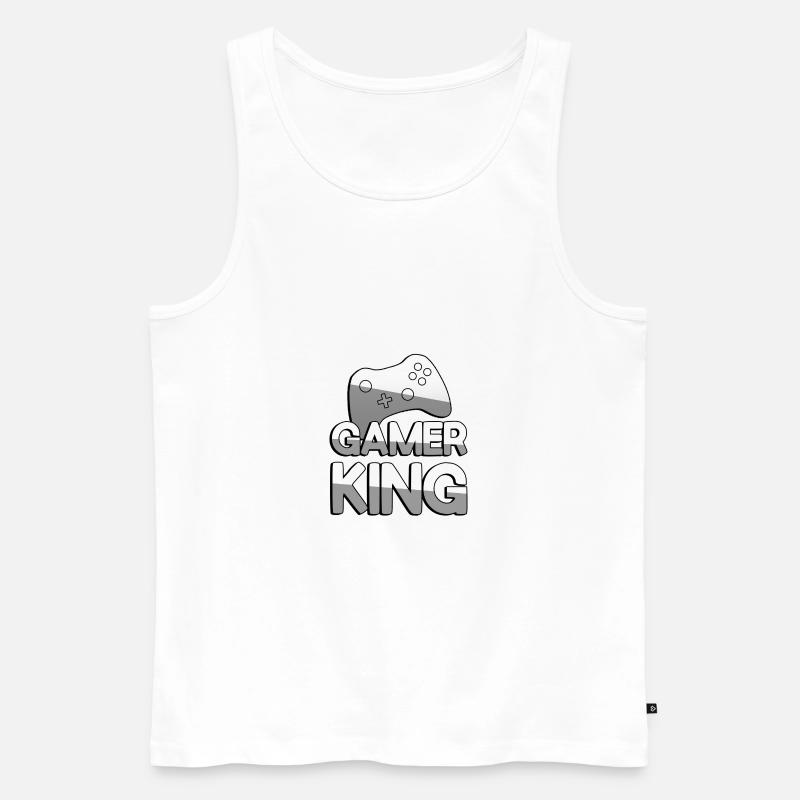 GAMER KING + Controller - Gaming - Männer Premium Bio Tank Top - Weiß
