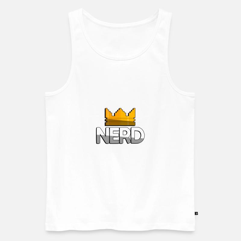 NERD + King Crown - Gaming - Männer Premium Bio Tank Top - Weiß