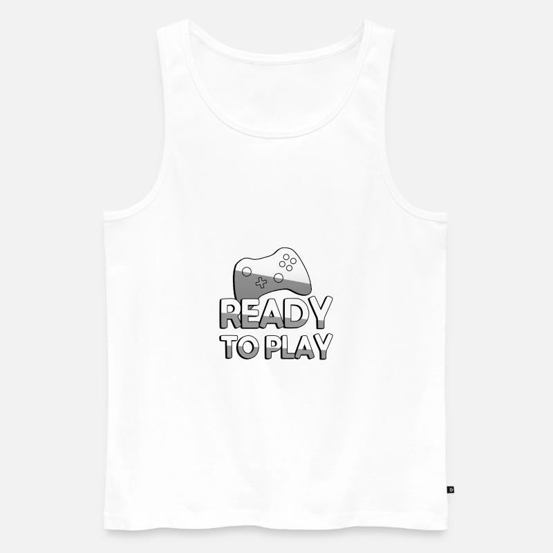 READY TO PLAY + Controller - Gaming - Männer Premium Bio Tank Top - Weiß