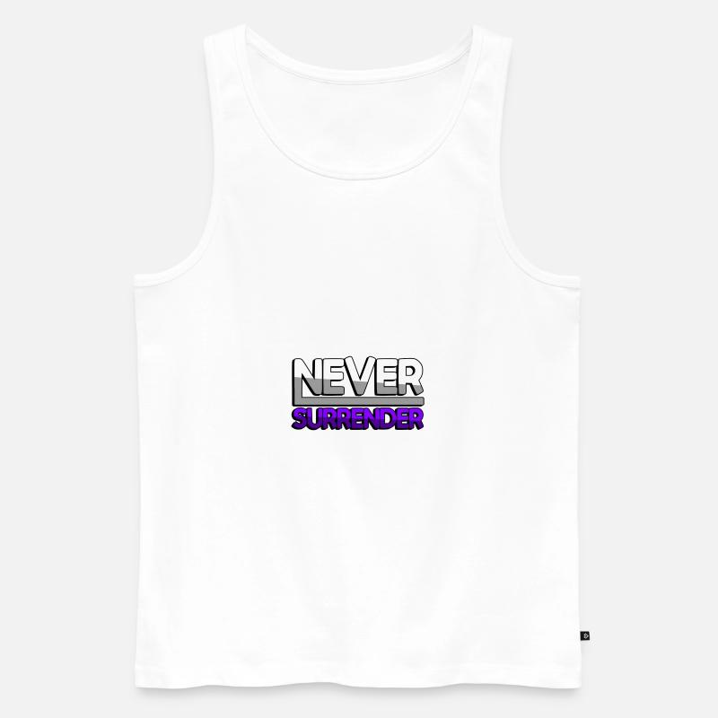 NEVER SURRENDER (Lila) - Gaming - Männer Premium Bio Tank Top - Weiß