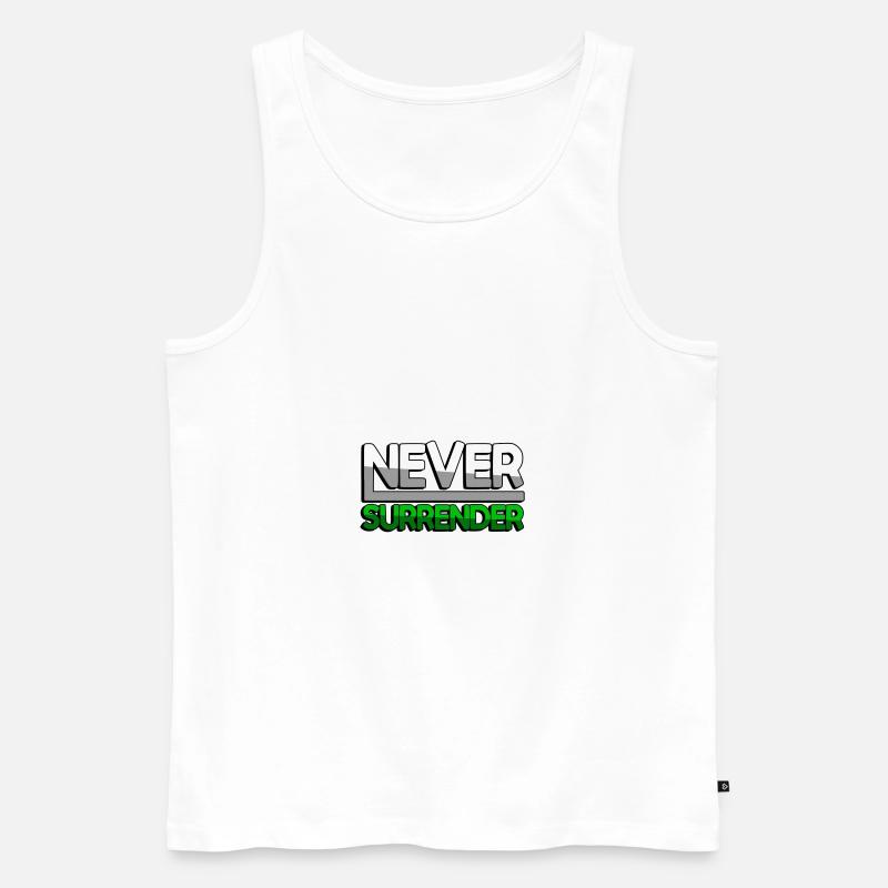NEVER SURRENDER (Grün) - Gaming - Männer Premium Bio Tank Top - Weiß