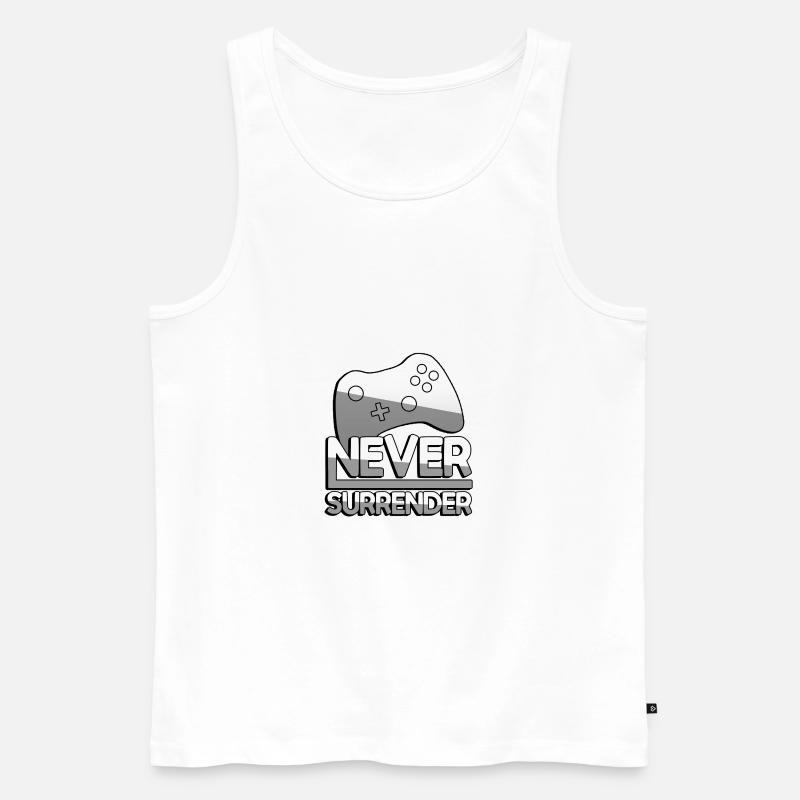 NEVER SURRENDER (Weiß) + Controller - Gaming - Männer Premium Bio Tank Top - Weiß
