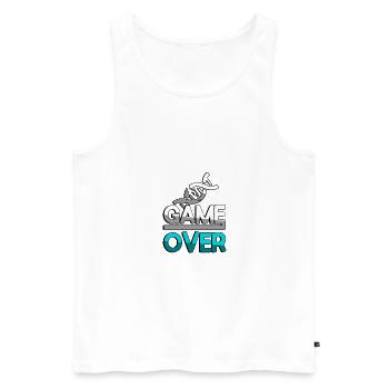 GAME OVER (Turquoise) + ADN - Jeux - Débardeur bio Premium Homme - blanc - Devant - Michal (187cm)