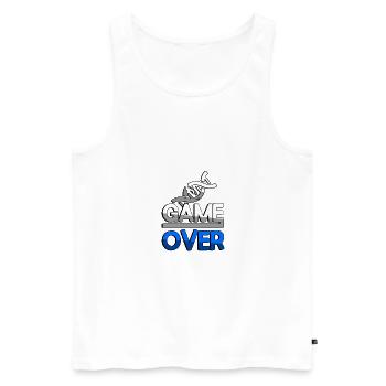 GAME OVER (Bleu) + ADN - Jeux - Débardeur bio Premium Homme - blanc - Devant - Michal (187cm)