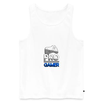 PRO GAMER (Bleu) + Contrôleur - Jeux - Débardeur bio Premium Homme - blanc - Devant - Michal (187cm)