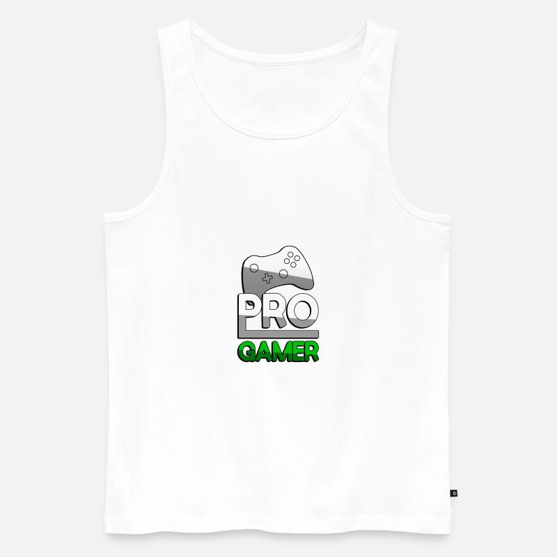 PRO GAMER (Grün) + Controller - Gaming - Männer Premium Bio Tank Top - Weiß