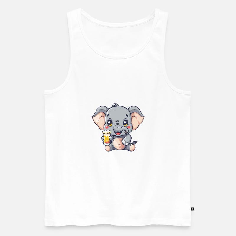 Elefant Bier Comic Party - Männer Premium Bio Tank Top - Weiß