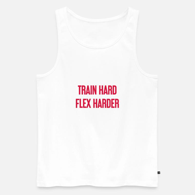Train Hard Flex Harder - Männer Premium Bio Tank Top - Weiß