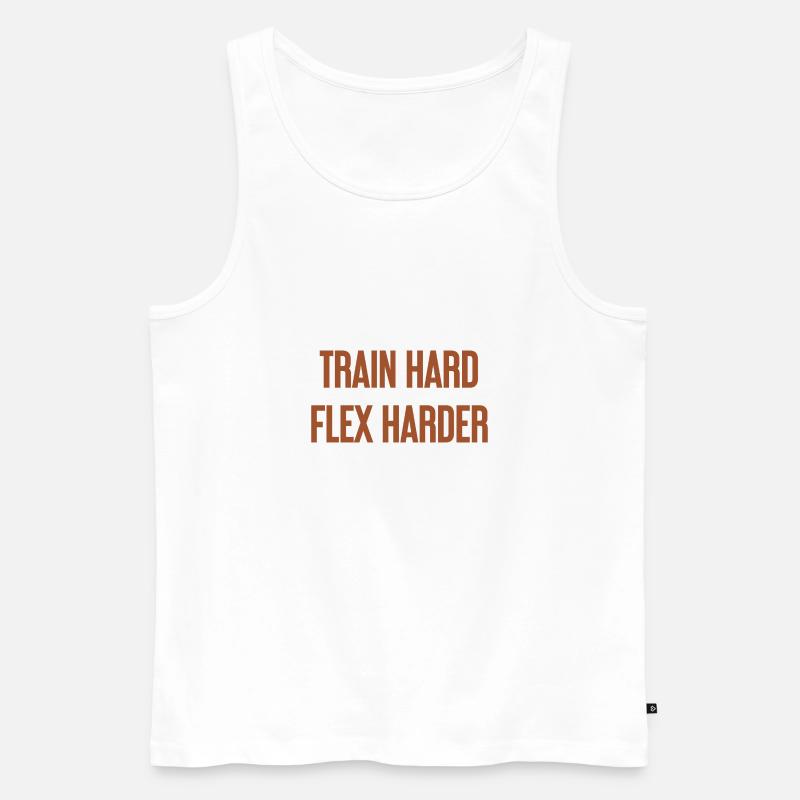 Train Hard Flex Harder - Männer Premium Bio Tank Top - Weiß