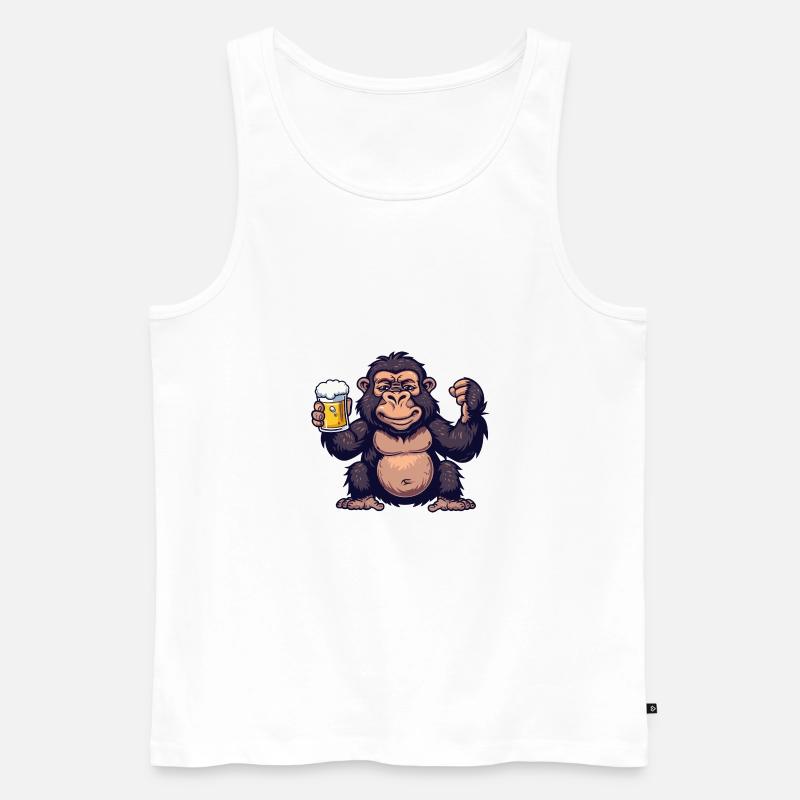Gorilla Bier Comic Party - Männer Premium Bio Tank Top - Weiß