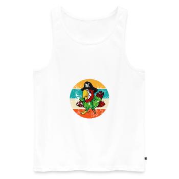Vintage Retro Papagei Pirat - Männer Premium Bio Tank Top - Weiß - Vorne - Michal (187cm)
