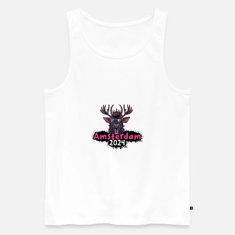 Amsterdam 2024 Hirsch - Männer Premium Bio Tank Top - Weiß