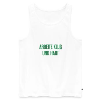 Arbeite Klug Und Hart – Erfolgs-Motto für Macher - Männer Premium Bio Tank Top - Weiß - Vorne - Michal (187cm)