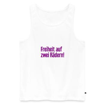 Freedom on Two Wheels - Cyclist Design - Men's Premium Organic Tank Top - white - Front - Michal (187cm)