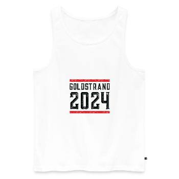 Goldstrand 2024 - Männer Premium Bio Tank Top - Weiß - Vorne - AI Model Male 178 light (178cm)