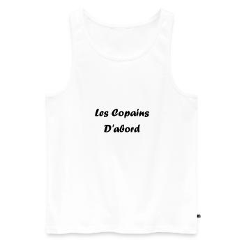 les copains d'abord - Débardeur bio Premium Homme - blanc - Devant - AI Model Male 178 light (178cm)