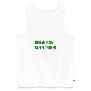 Kaffee-Notfallplan - Männer Premium Bio Tank Top - Weiß - Vorne - AI Model Male 178 light (178cm)