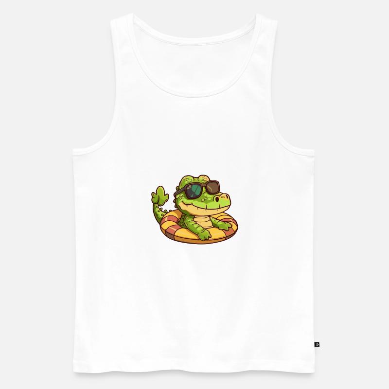 Alligator Sommer Comic - Männer Premium Bio Tank Top - Weiß