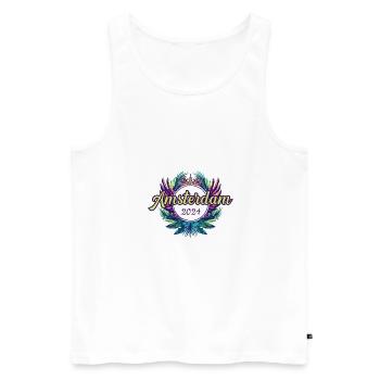 Amsterdam 2024 Bunt - Männer Premium Bio Tank Top - Weiß - Vorne - Michal (187cm)