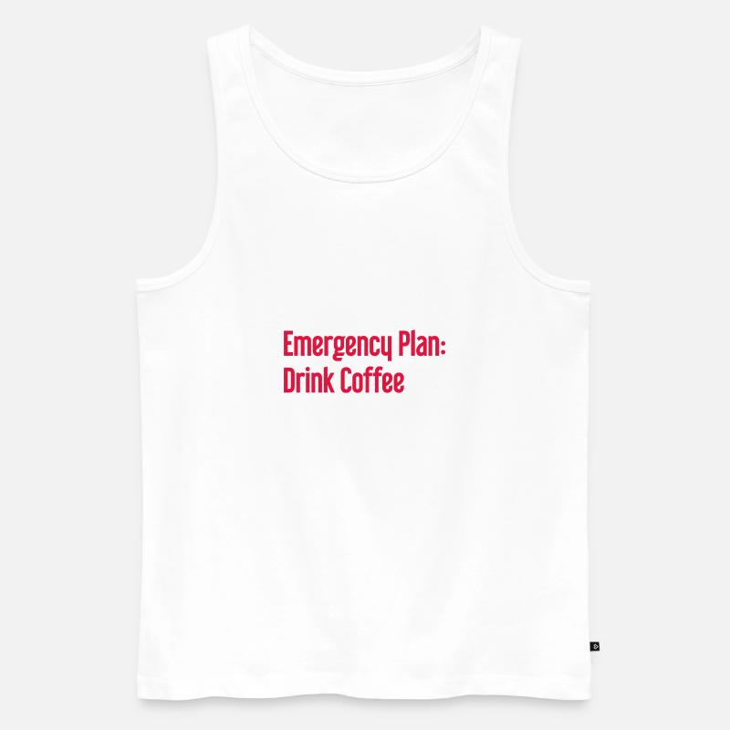 Kaffee-Notfallplan - Männer Premium Bio Tank Top - Weiß