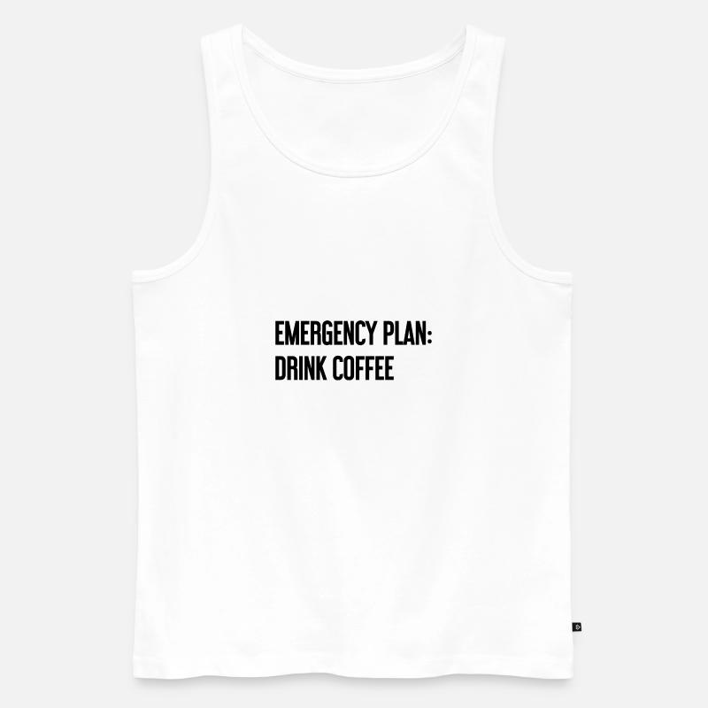 Kaffee-Notfallplan - Männer Premium Bio Tank Top - Weiß