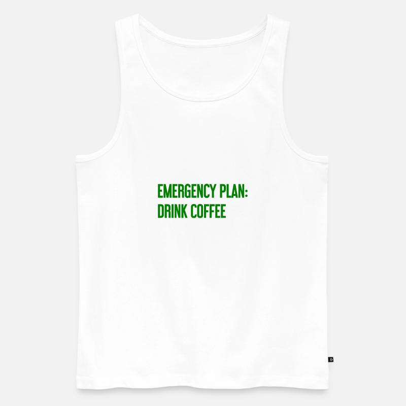 Kaffee-Notfallplan - Männer Premium Bio Tank Top - Weiß