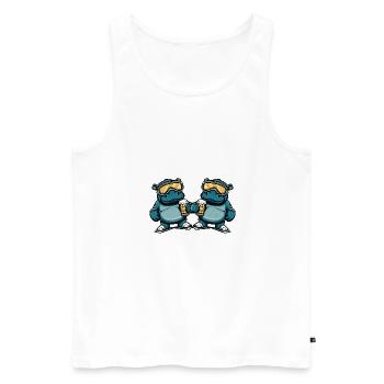 Nilpferd Ski Team Bier - Männer Premium Bio Tank Top - Weiß - Vorne - Michal (187cm)