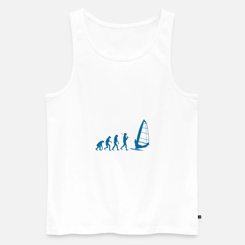 Windsurfing Evolution Windsurfer Wind Wasser - Männer Premium Bio Tank Top - Weiß