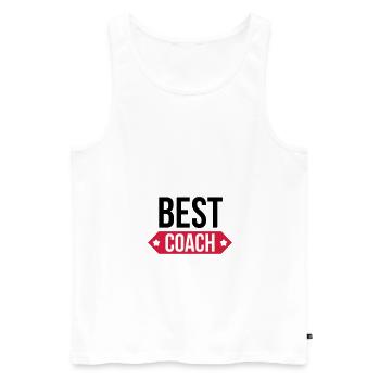 Best Coach - Débardeur bio Premium Homme - blanc - Devant - AI Model Male 178 light (178cm)
