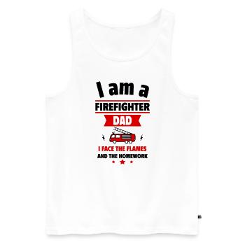 Papa pompier Cadeau de fête des pères - Débardeur bio Premium Homme - blanc - Devant - Michal (187cm)