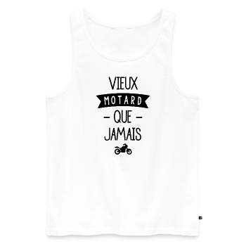 Vieux motard que jamais - Débardeur bio Premium Homme - blanc - Devant - Michal (187cm)