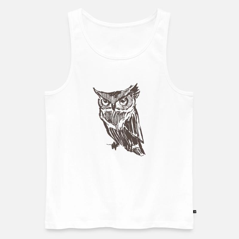Eule - Männer Premium Bio Tank Top - Weiß