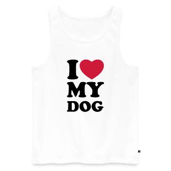 I love my dog - J'aime mon chien - Débardeur bio Premium Homme - blanc - Devant - Michal (187cm)