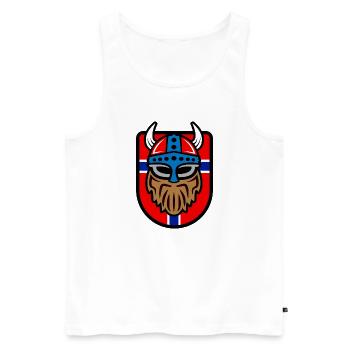 Cool Viking logo with Norwegian flag - Men's Premium Organic Tank Top - white - Front - AI Model Male 178 light (178cm)