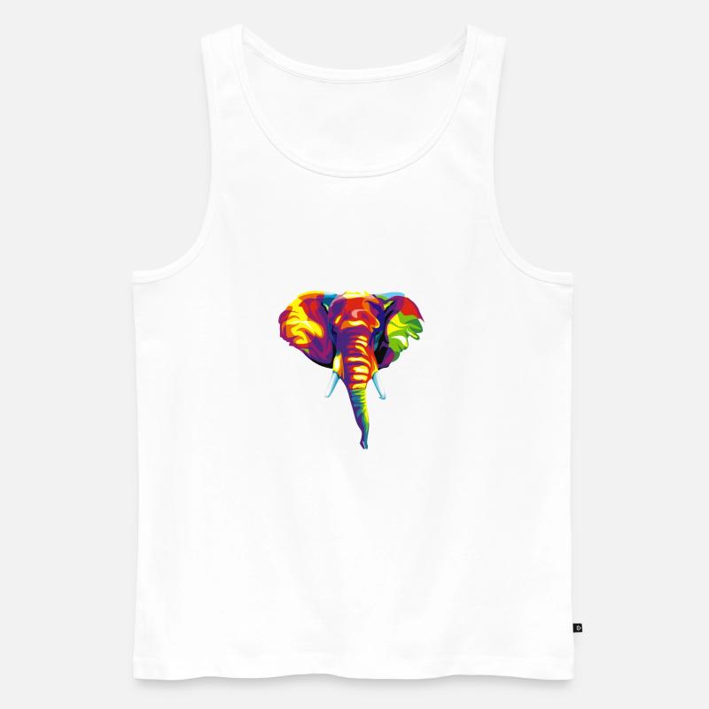Elefant mit buntem abstraktem Motiv. - Männer Premium Bio Tank Top - Weiß