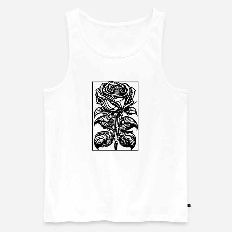 Romantische Rose mit Rahmen - Männer Premium Bio Tank Top - Weiß
