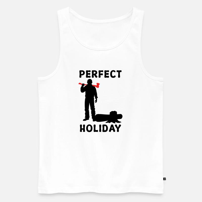 Holzarbeit Axt Holzfäller Baumfäller Statement - Männer Premium Bio Tank Top - Weiß