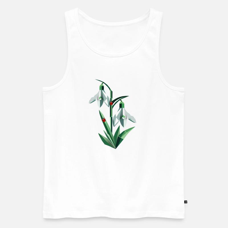 Zwei Schneeglöckchen mit Marienkäfern - Männer Premium Bio Tank Top - Weiß