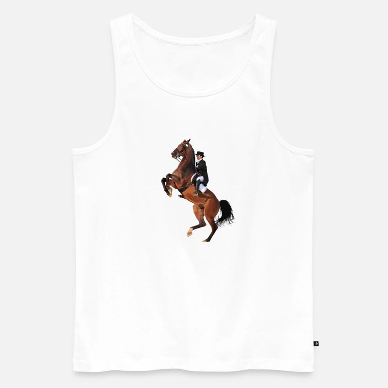 Eleganter Reiter auf Springendem Pferd - Männer Premium Bio Tank Top - Weiß