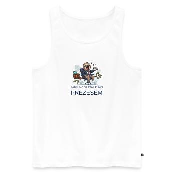 Yawning lazy sloth in the office - Men's Premium Organic Tank Top - white - Front - AI Model Male 178 light (178cm)