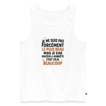 Sincere honest humorous quote - Men's Premium Organic Tank Top - white - Front - AI Model Male 178 light (178cm)